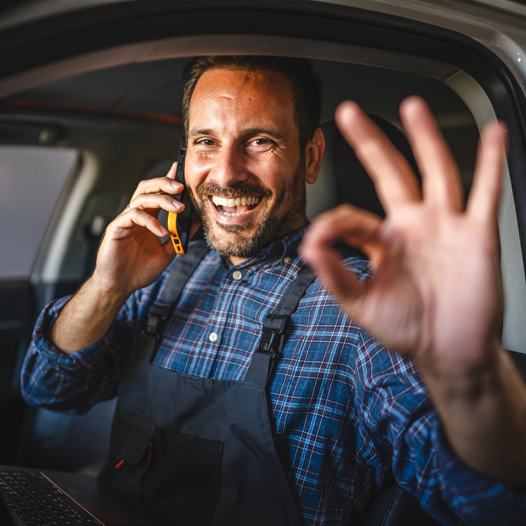 Smiling vehicle customer